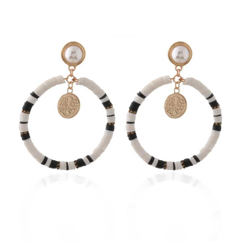 Глиняные серьги NeeFu WoFu из мягкой керамики этнические Большие женские