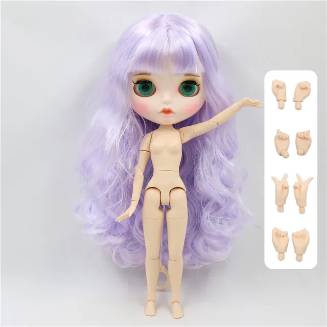 doll with hands B ICY factory шарнирная кукла blyth toy белая кожа соединение тела матовое лицо микс фиолетовые волосы 30 см голая кукла - Цвет: doll with hands B