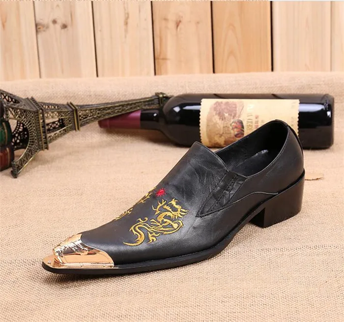 Мужские кожаные туфли с острым носком тиснением|shoes casual|shoes fashionshoes pointed |