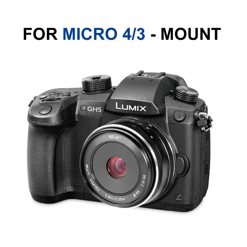 Meike 28 мм f2.8 Большая диафрагма ручной фокус объектив для Panasonic Lumix Micro 4/3 mount System GF5/6/7