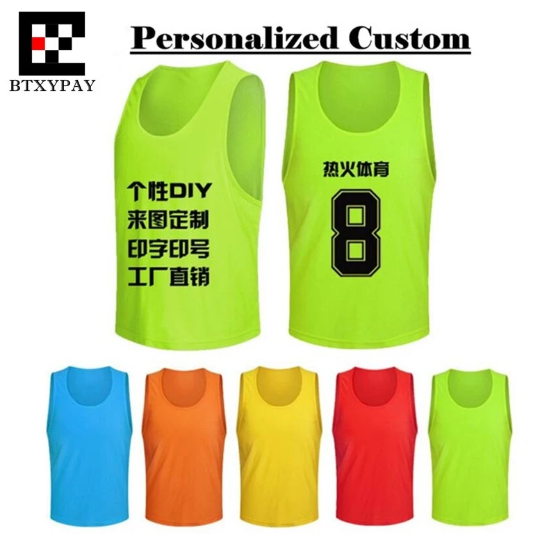 12pcs Personalized Custom LOGO&Name&Number Pro Soccer Game Training Team Vest,Adult Men&Children Boy Football Sports Mesh Jersey