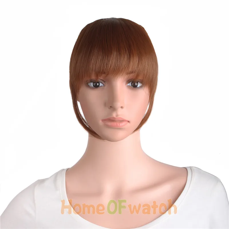 MapofBeauty, 7 дюймов, короткие, передние, тупые, челка, на заколках, синтетические волосы для наращивания, темный светильник, коричневый, черный, термостойкие волосы, бахрома