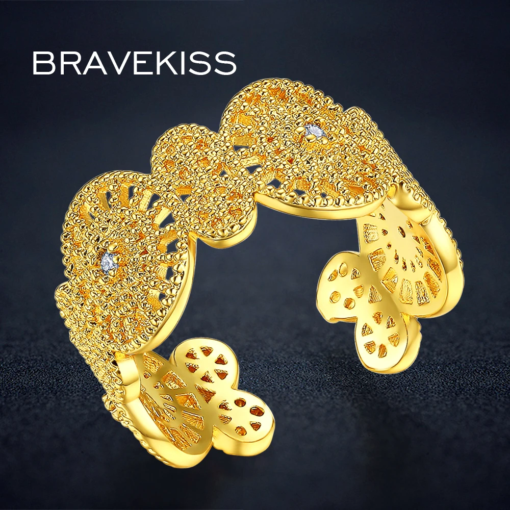 BRAVEKISS золотистое с разрезом кольцо для Для женщин цветок Властелин колец