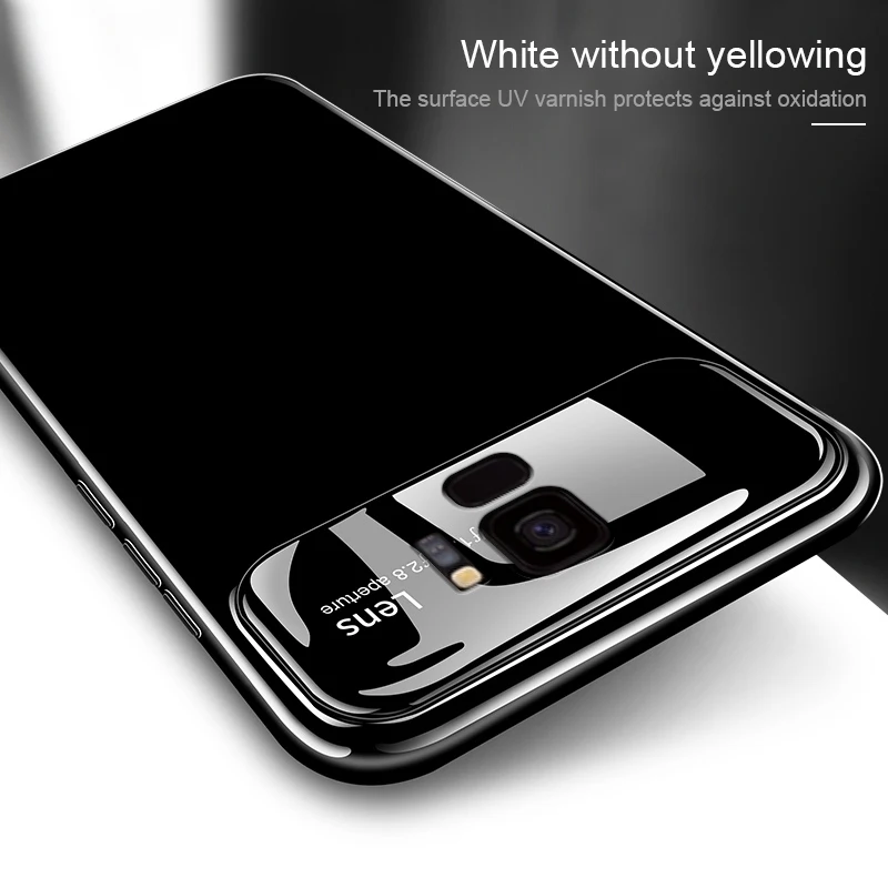 RZP Роскошный Жесткий чехол для телефона Samsung Galaxy S8 S9 Plus из закаленного стекла + PC
