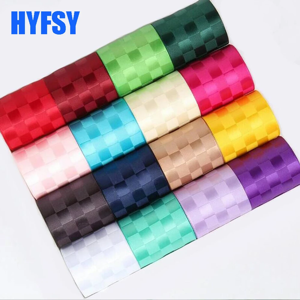 Hyfsy 10060 38 мм кубическая клетчатая лента 10 ярдов DIY Подарочная посылка 10 ярдов ручная работа материал головной убор сатин полиэстер плед