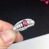 kjjeaxcmy fine jewelry 925 pure silver inlaid natural ruby female ring support test