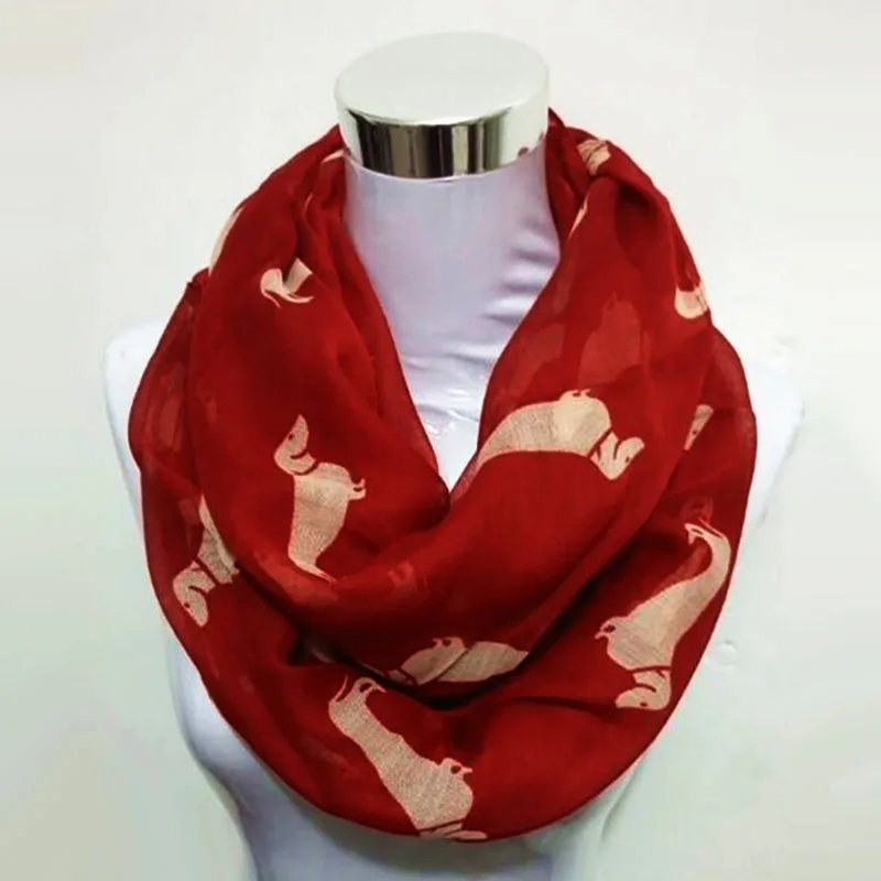 

New Brand ring Scarf Dachshund Dog Print Scarfs For Women Autumn Shawl and Scarves ladies infinity scarf