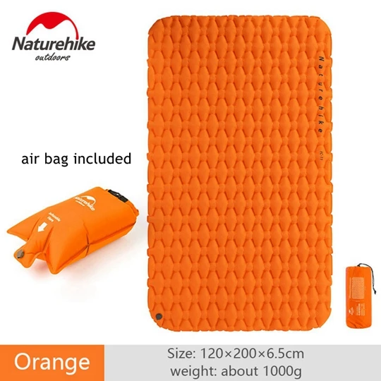 Orange and Air Bag Naturehike, новинка, походный коврик для сна, для улицы, 2 человека, походный коврик для палатки, Сверхлегкий надувной матрас - Цвет: Orange and Air Bag