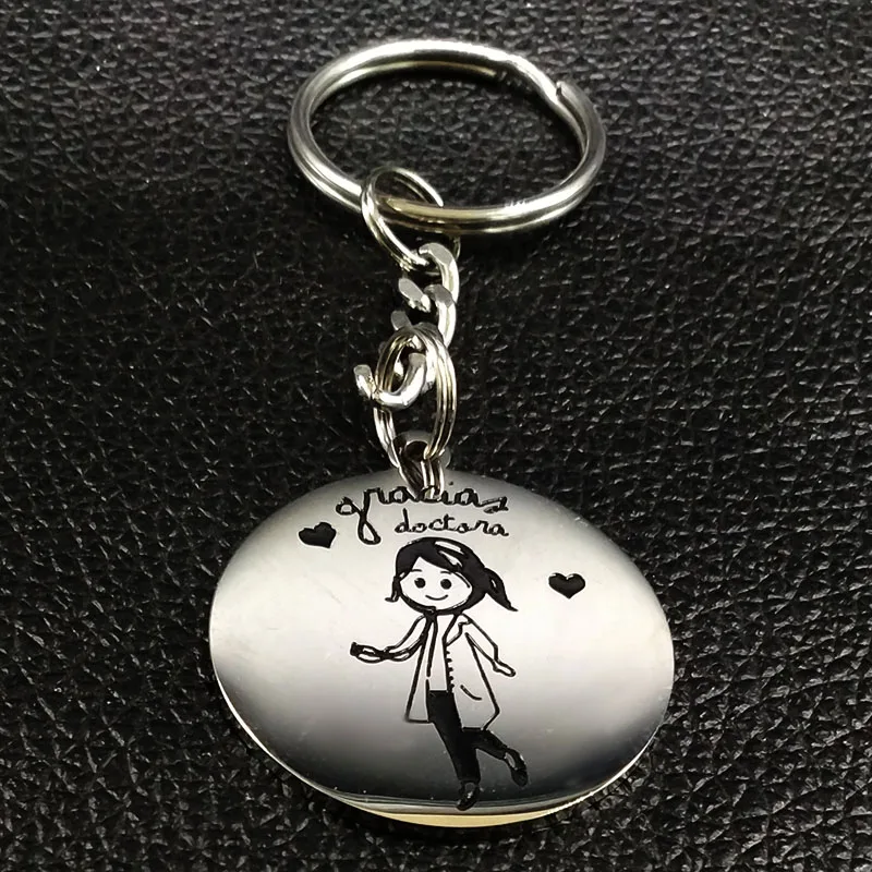 2021 New Fashion Doctor Stainless Steel Keyring for Women Silver Color Key Chains Jewelry llaveros de acero K836S01 | Украшения и