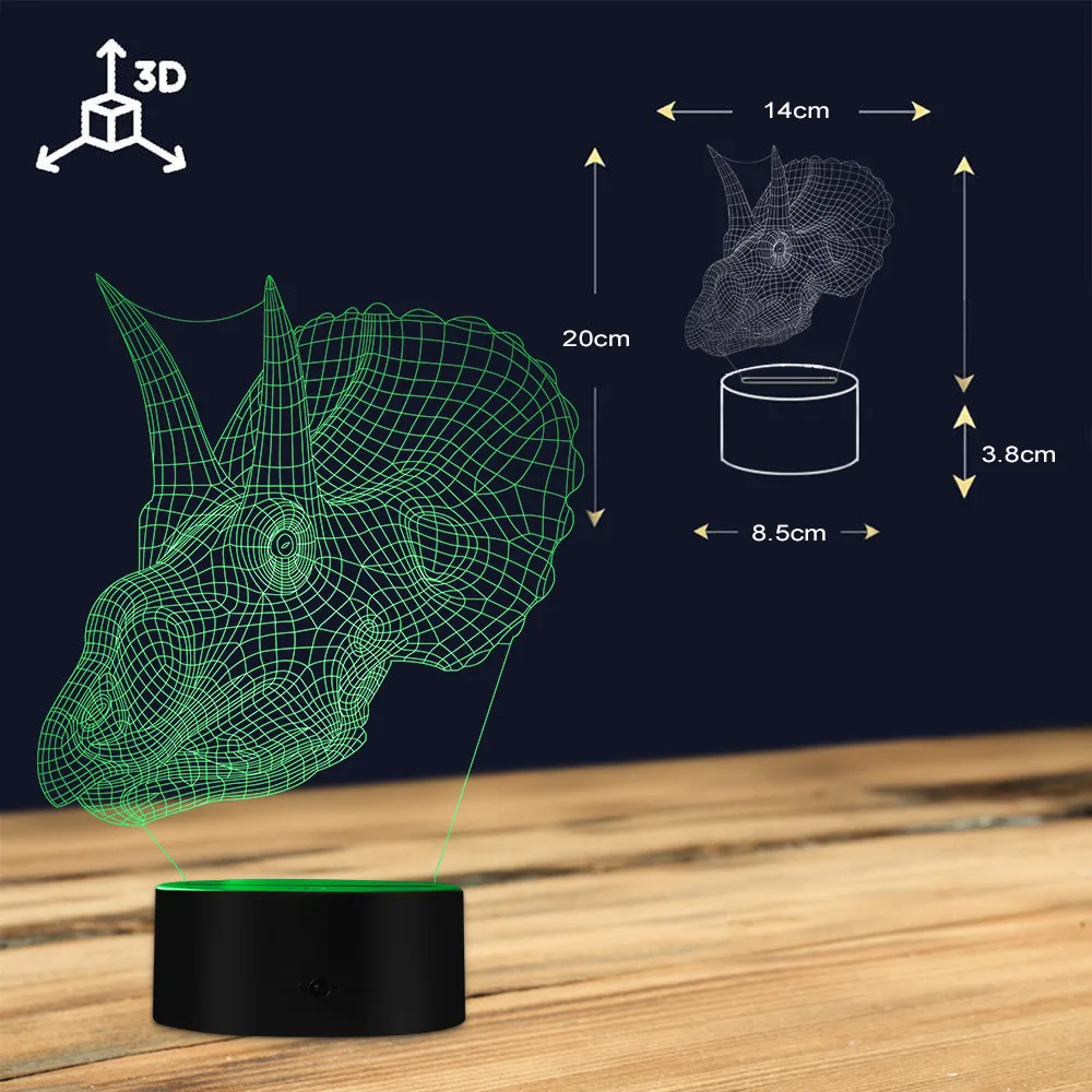 Готический 3d светильник Dragon Skull с оптической иллюзией Ночной головой дракона