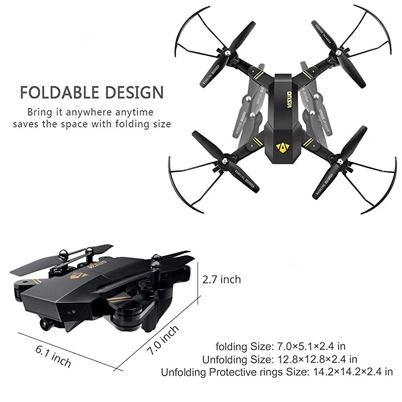 Visuo XS809HW XS809W селфи Дрон с Широкий формат HD Камера Wifi FPV RC складной Quadcopter вертолет
