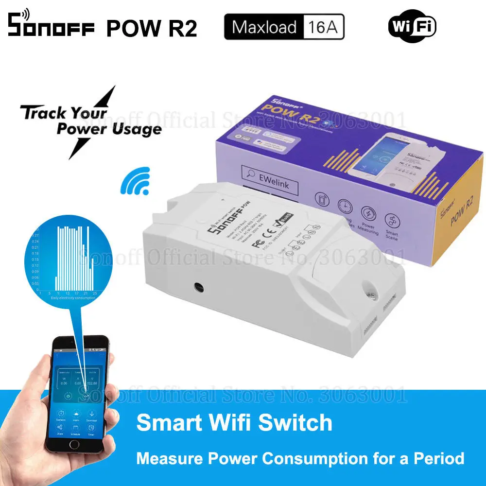 Контроллер переключателя SONOFF ITEAD POW R2 16 А 3500 Вт Wi Fi контроль энергопотребления в