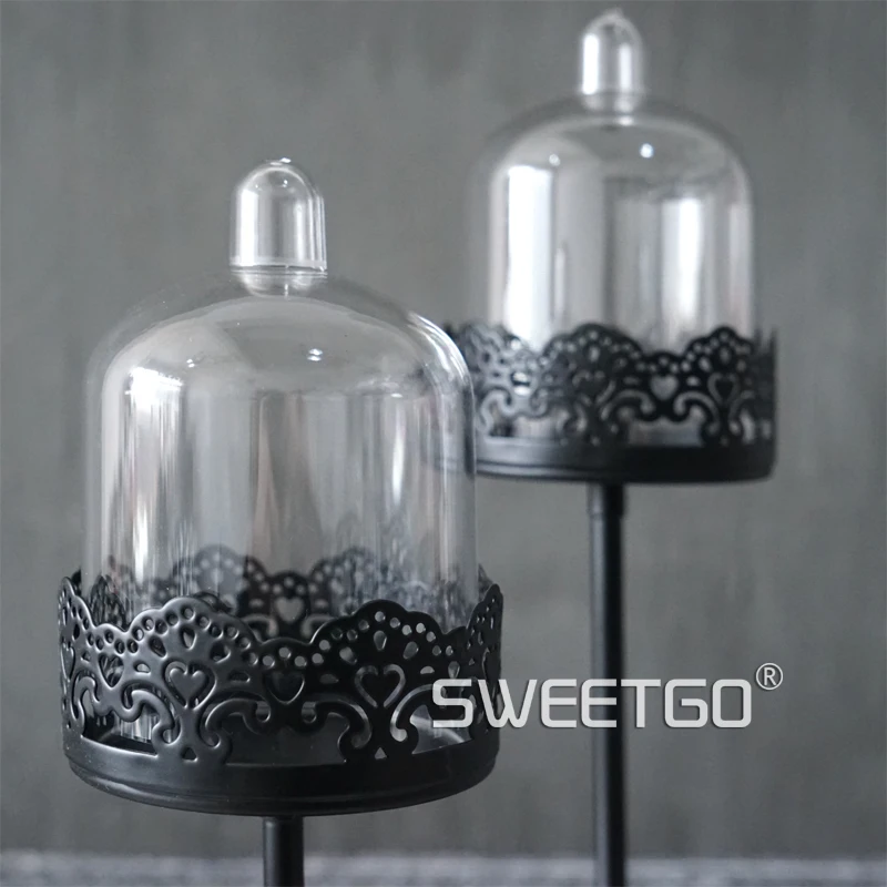 1 Pcs Black Mini Iron Wedding Party Decoration Cake Stands Dessert Fruit Cakecup Plate Pan With PC Cover #1511250 | Дом и сад