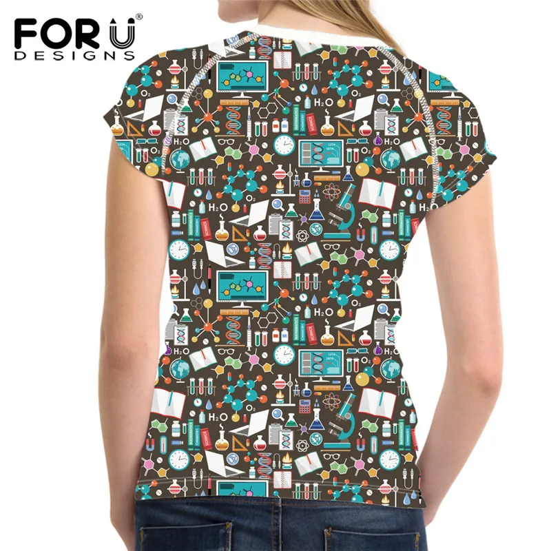 Забавная футболка FORUDESIGNS с научным принтом женская модная летняя коротким