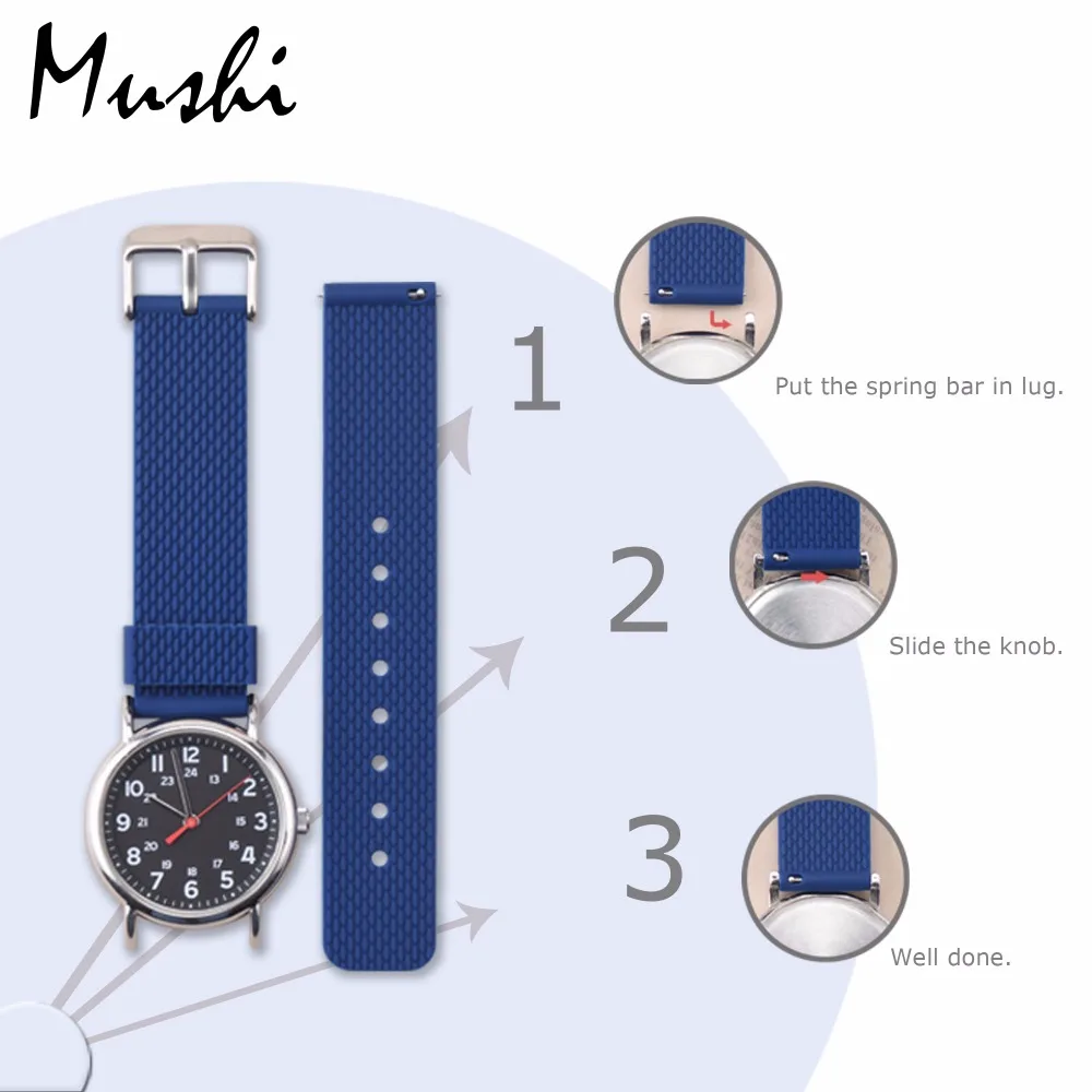 Ремешок силиконовый для наручных часов 18/20/22/24 мм|watch strap|rubber watch strapsilicone watchband |