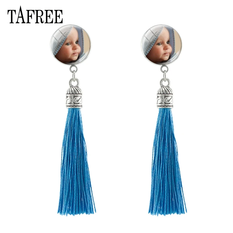 TAFREE Новый кисточкой серьги с фотографией Рождественский подарок для мамы можно