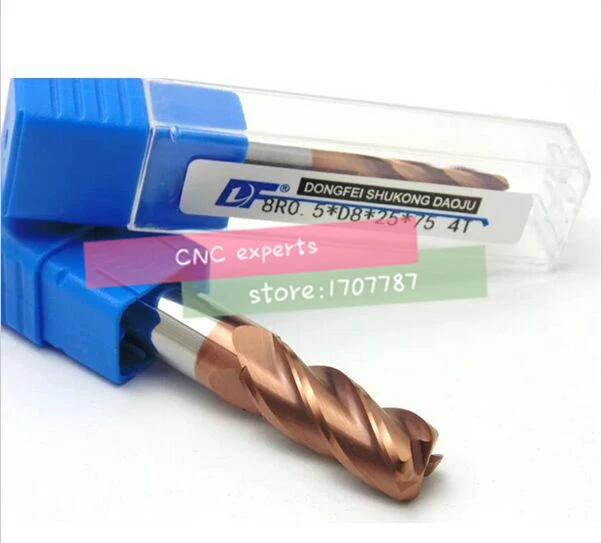 1 шт. 10R2.0 ~ 12R2.0 * 100л Титан желтый 4 флейты цементированный карбид Угловой радиус