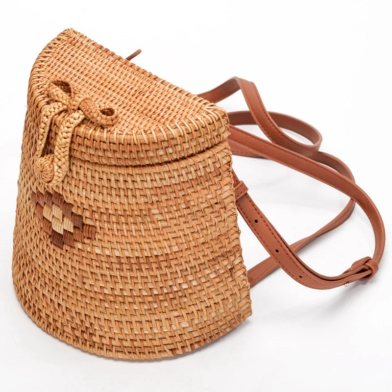 Новые плетеные рюкзаки ручной работы из ротанга женские искусственной кожи с
