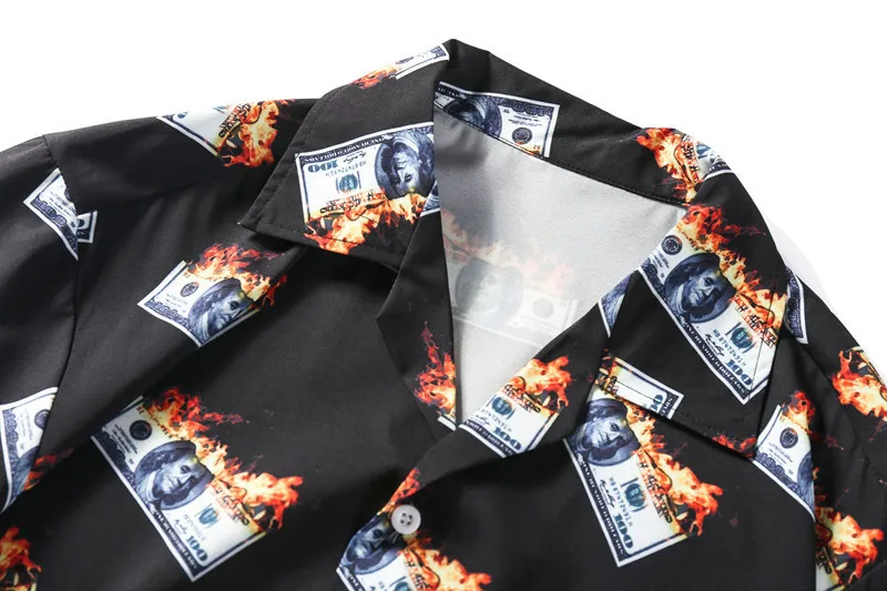 Dark Icon Flame USDollar мужские рубашки летние мужские рубашки с отложным воротником уличная одежда рубашки в стиле хип-хоп