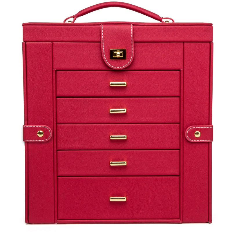 Новая многофункциональная деревянная шкатулка принцессы из южной кореи, многослойные коробки для ювелирных изделий, органайзер большой емкости - Цвет: Сливовый