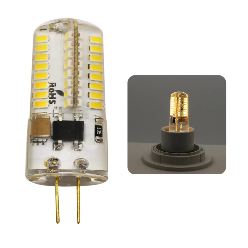 Светодиодный AC/DC 12 V AC 220 V G4 6 Вт силиконовый COB 64 светодиодный лампы SMD3014 светодиодный лампы кукурузы лампочка, Светодиодный прожектор для кристалл лампы Теплый Холодный белый