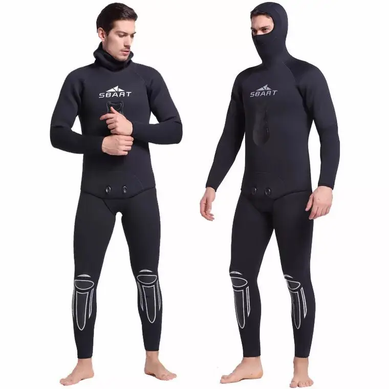 Sbart подводная рыбалка черный 2 шт. гидрокостюм 5 мм freediving supratex отдельный пиджак фермер Джон с капюшоном мокрого костюма - Цвет: A1