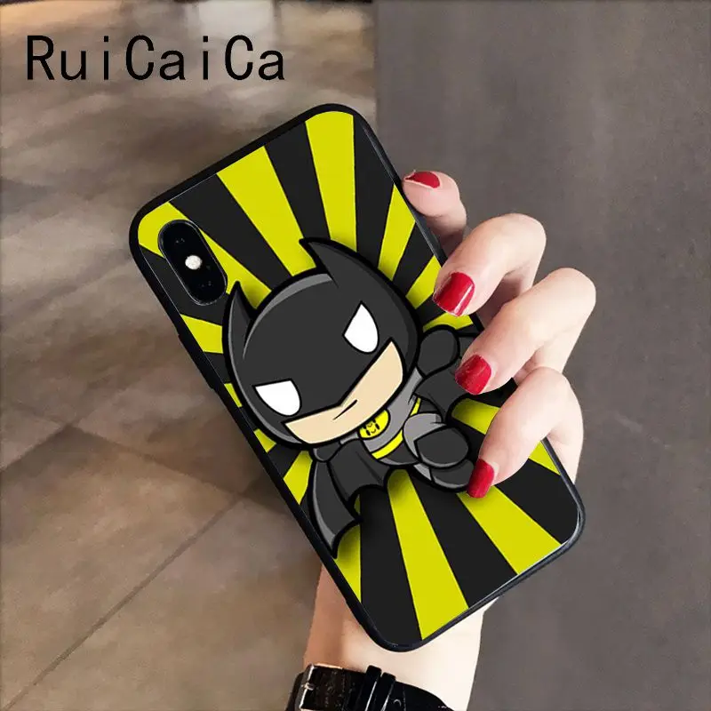 RuiCaiCa супергерой Бэтмен логотип ТПУ черный чехол для телефона iPhone X XS MAX 6 6s 7 7plus 8 8Plus