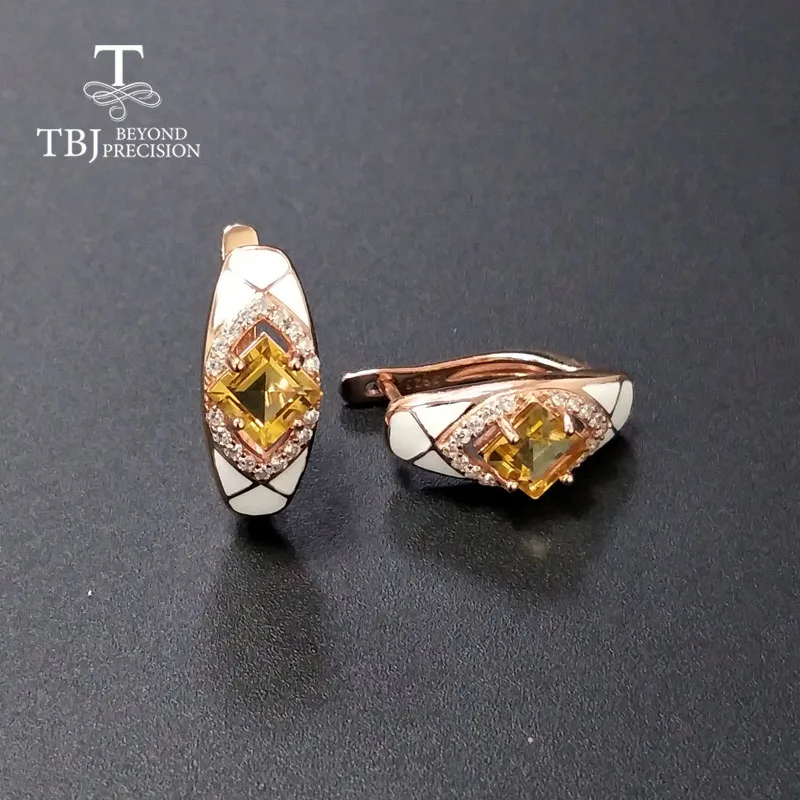 Женские серьги с цитрином TBJ подарочные ювелирные украшения натуральными