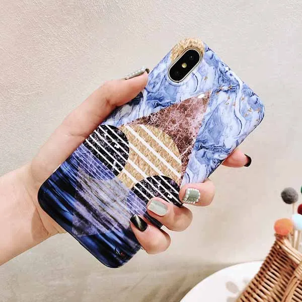 l LOVECOM мраморный чехол для телефона для iPhone 11 Pro Max XS Max XR XS 6 6S 7 8 Plus X геометрический треугольник мягкий IMD чехол для телефона подарки - Цвет: l