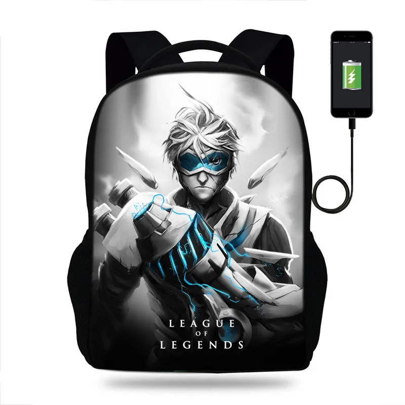 Лига Легенд Teemo Ezreal рюкзак Многофункциональный USB зарядки подростков Для мужчин wo