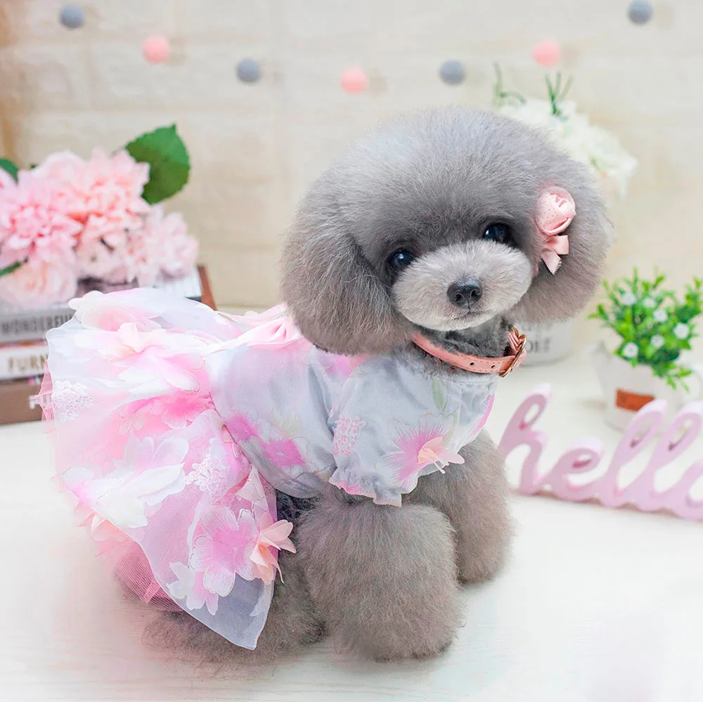 Прямая поставка платье для маленьких собак с бантом Милая летняя юбка и