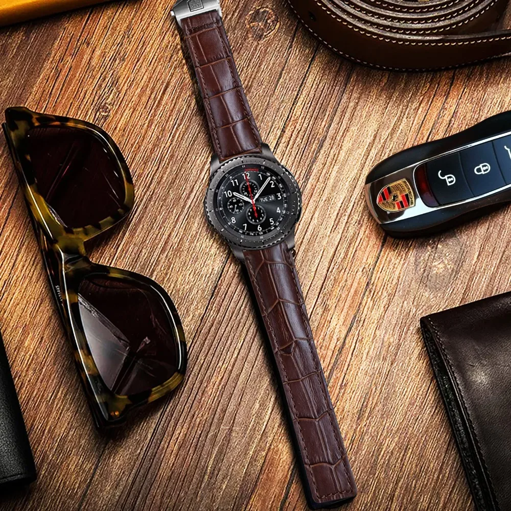 Кожаный ремешок AKGLEADER 20-22 мм для Samsung Gear S3 Sport S2 часов из натуральной кожи Huami Amazfit