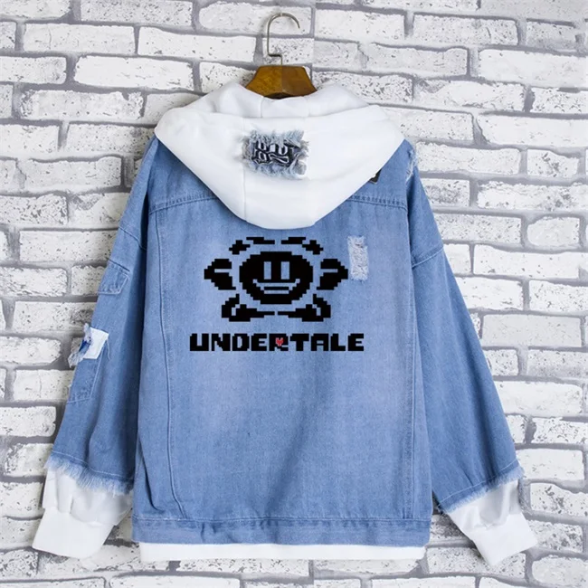 B Модные джинсы пальто аниме Undertale sans Косплей Повседневная куртка весна осень толстовка с капюшоном унисекс Студенческая Джинсовая Верхняя одежда - Цвет: B