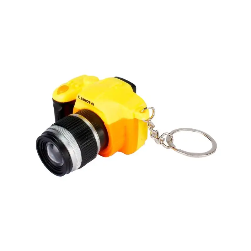 Creative Super Mini Sound Camera LED Keychain Pendant Cute DIY Art Craft Plastic Key Ring Decor New Year Valentine Birthday Gift - Цвет: Цвет: желтый