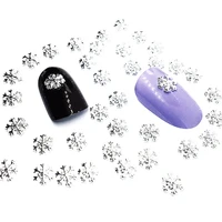 20pcs snowflake nail art decoration 3d charms jewelry silver winter style studs for christmas metal manicure kawaii supplies