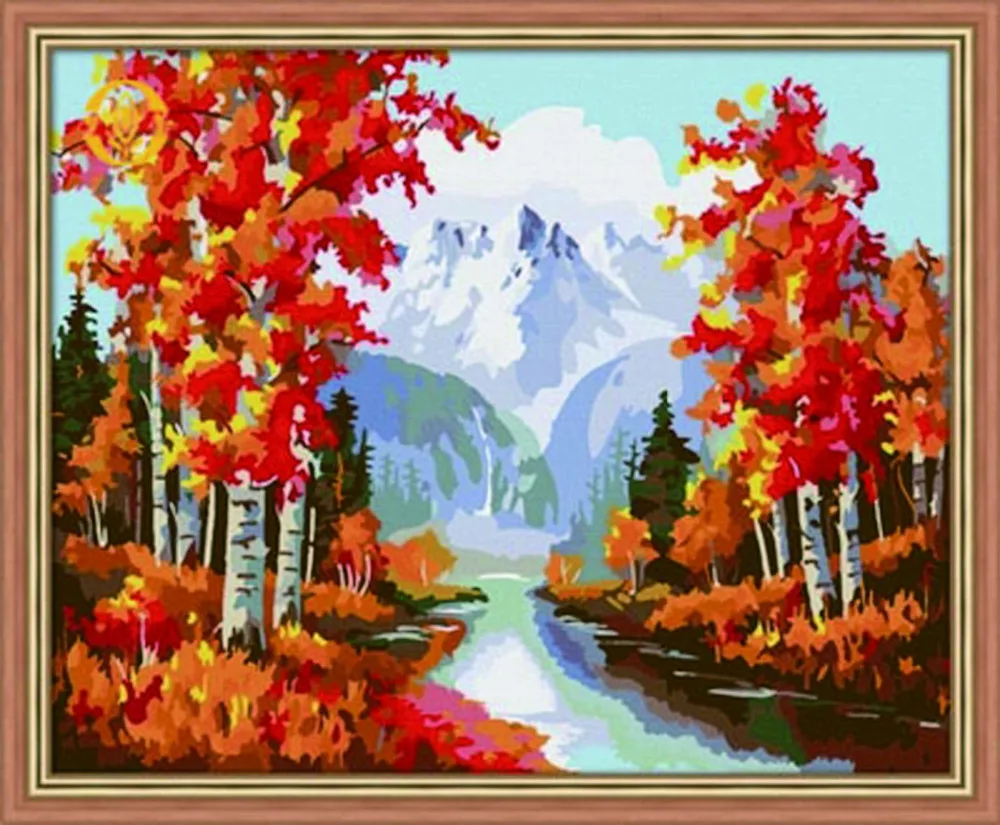 Картина маслом по номерам на холсте красный клен|digital oil painting|oil paintingdiy painting |