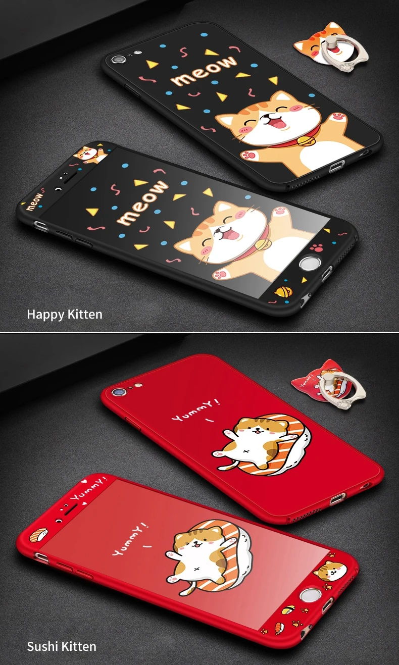ASINA 360 Полный Чехол для iPhone 6 6s чехол силиконовый милый рисунок для iPhone 6 6s Plus защита экрана бесплатно