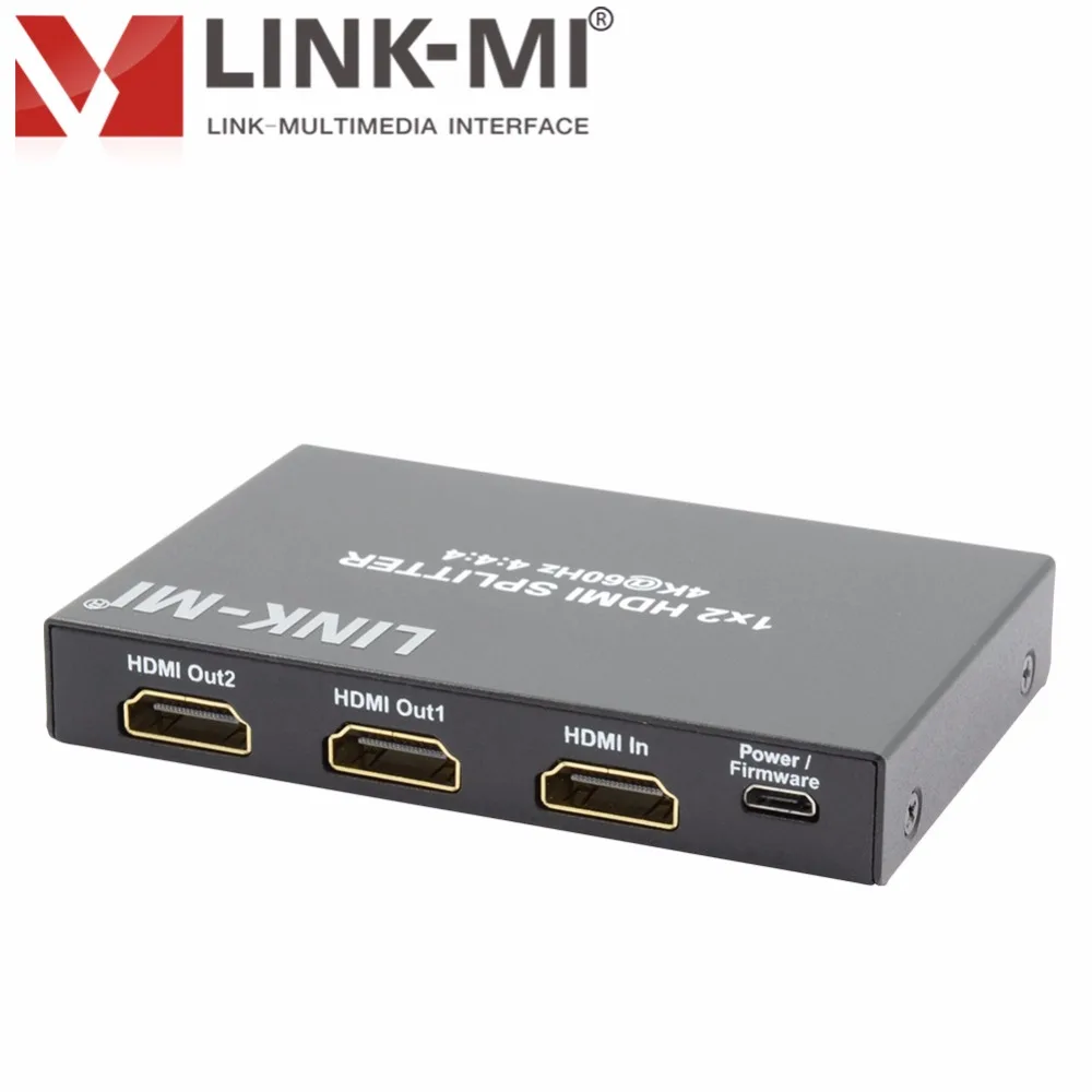 Link-MI SP05S 1x2 HDMI Splitter HDCP2.2 Поддержка 2.0 3D 4Kx2K@60Hz (YUV 4:4:4) 18G HDR EDID Полный 1080P Дистрибьютор