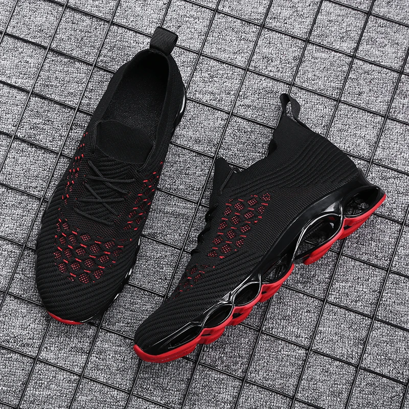 Lace Up Black weideng лезвие hombre мужчин кроссовки волна квартир летать сетка пророчество случайные дыхания баскетбол спортивной обуви охлаждения шок поглощения моды кемпинг плюс 44 размера - Цвет: Lace Up Black