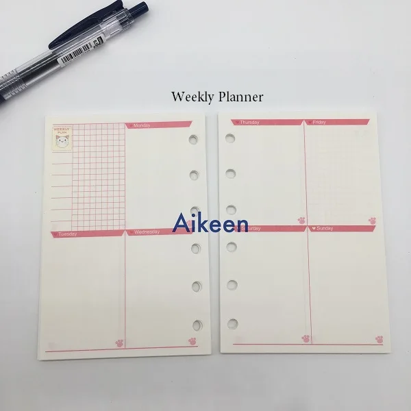 week planner Новая спираль А5 А6 вкладыш блокнот внутренние страницы. Милый мультфильм пополнения дневник планировщик Agendar DIY аксессуар - Цвет: week planner