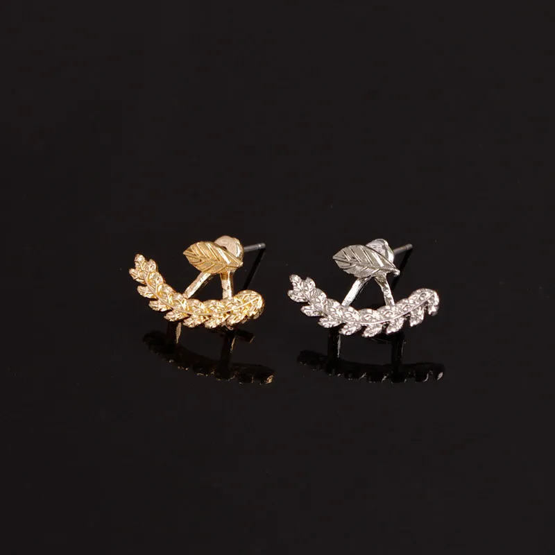 New Design Fine Jewelry Earrings For Women Vintage Fashion Simple Studs Gold Leaves Stud Girl Gift Brincos |