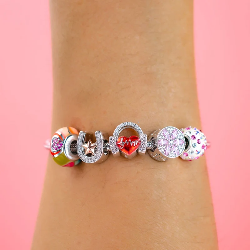 Sambaah Love Music Heartbeats Charm with CZ Stone 925 Sterling Silver Headphone Beads Fit Original Musical Note Bracelet | Украшения и