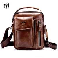 New Genuine Leather mens Crossbody Shoulder bag Vintage Cowhide Messenger Bag for male Small Casual handbag
