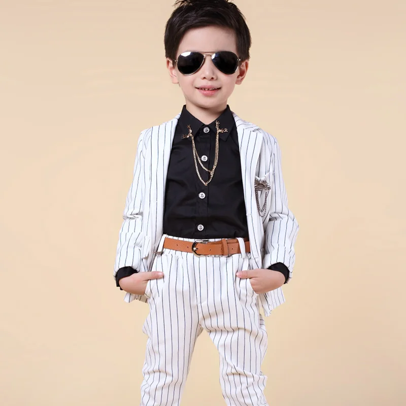 Модный повседневный пиджак из двух предметов для маленьких мальчиков костюмы на