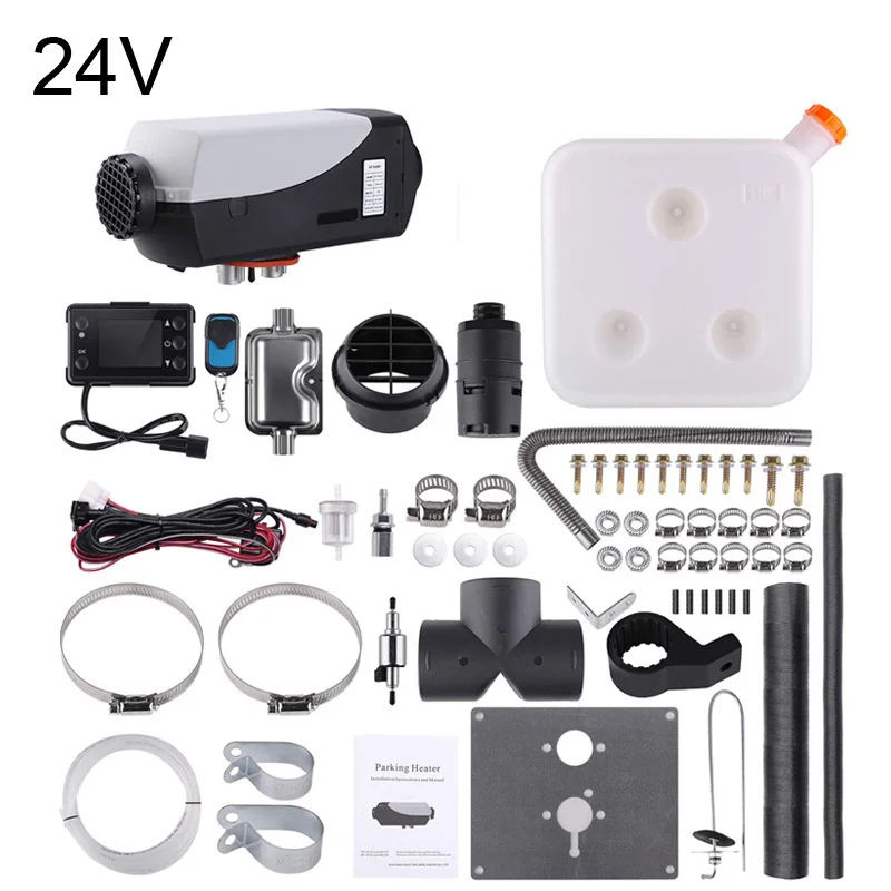 24V Gray 5 кВт 12 В 24 В Дизели воздушный Нагреватель для грузовых лодок Караван Автобус-для замены Eberspacher D4, Webastos парковочный обогреватель+ пульт+ глушитель - Название цвета: 24V Gray