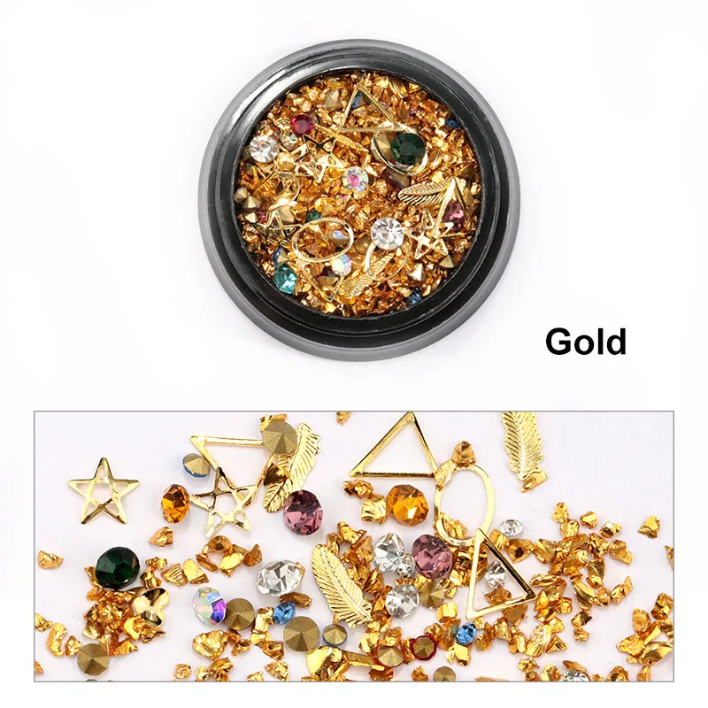 1 коробка красочные рок украшения для ногтей смешанные металлические заклепки Стразы для ногтей 3D хрустальные камни DIY Дизайн Маникюр бриллианты