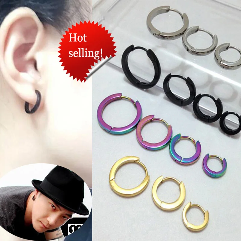 1 пара, серьги-кольца из нержавеющей стали, ширина 2 мм | AliExpress