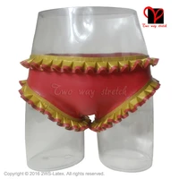 latex briefs with ruffles trims rubber underpants gummi lingerie knickers underwear panties shorts panty pants undies kz 038