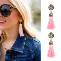 juran vintage design colorful tassel statement earrings summer fashion rope fringe earrings party girls for women 2022 new