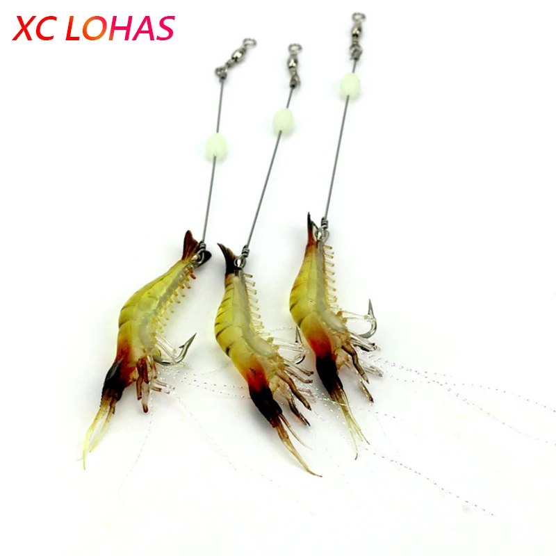 1 шт. ночная светящаяся искусственная приманка Креветка мягкая приманки с